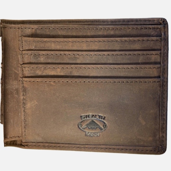Stealth Mode Leather Bifold Wallet Men RFID Blocking ID Window  Box Brown Preown - Picture 4 of 8
